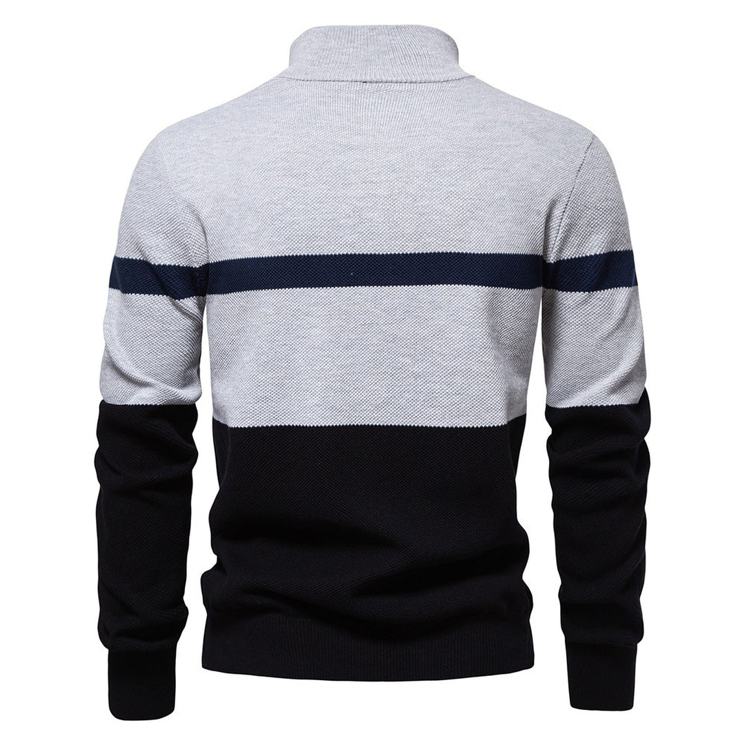 Pull camionneur homme, maille rayée à col montant