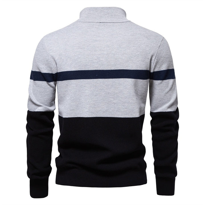 Pull camionneur homme, maille rayée à col montant