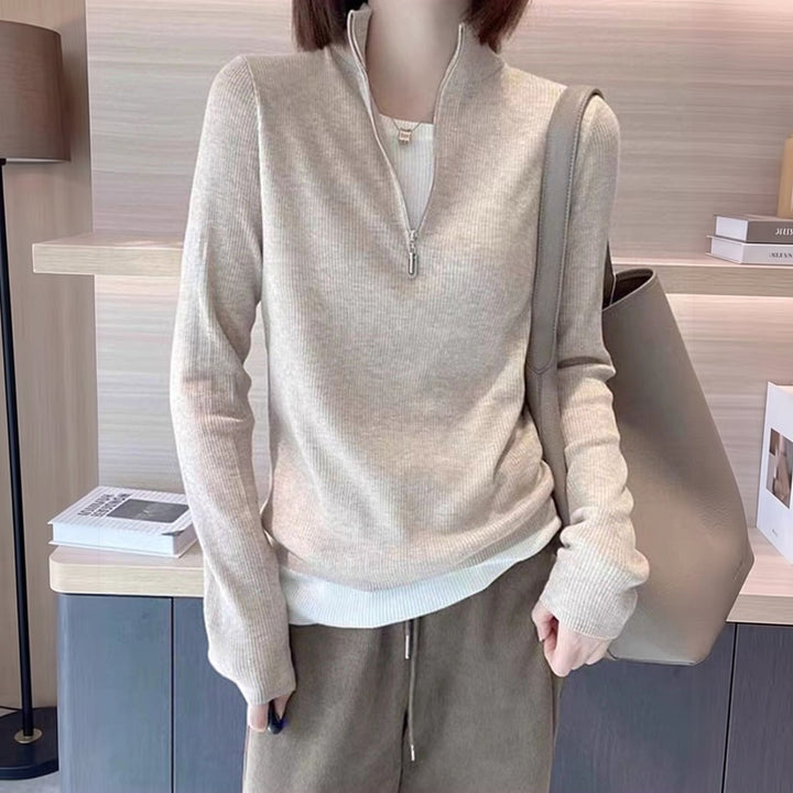 Pull camionneur femme, coupe ajustée à col montant