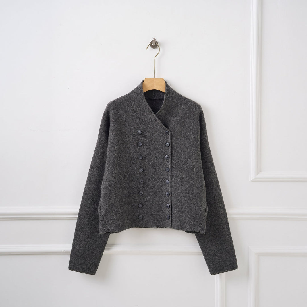 Caban court hiver femme, oversize croisé épaules tombantes