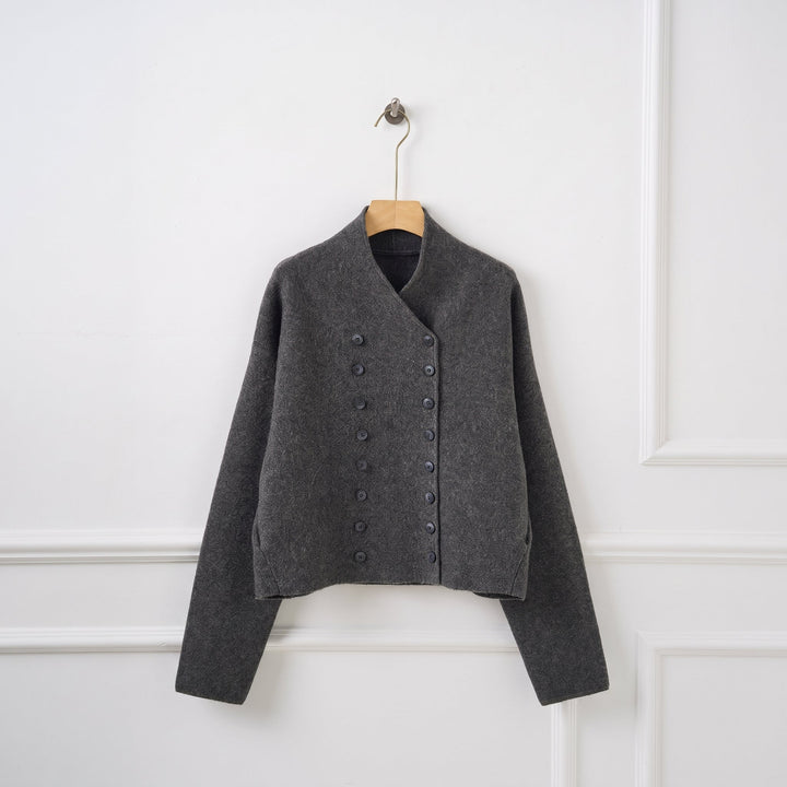 Caban court hiver femme, oversize croisé épaules tombantes