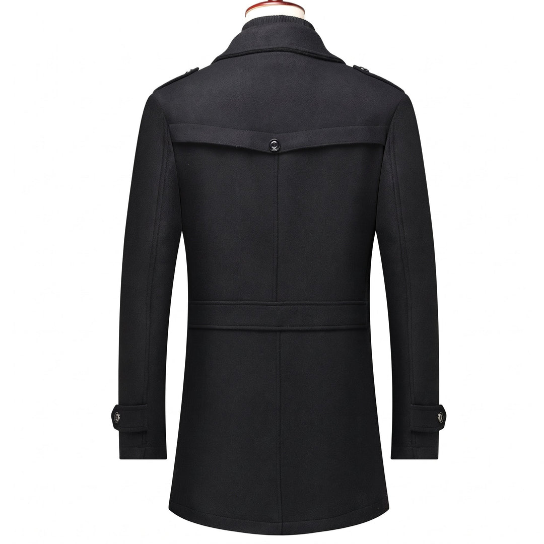 Trench mi long hiver homme, militaire droit slim fit col montant