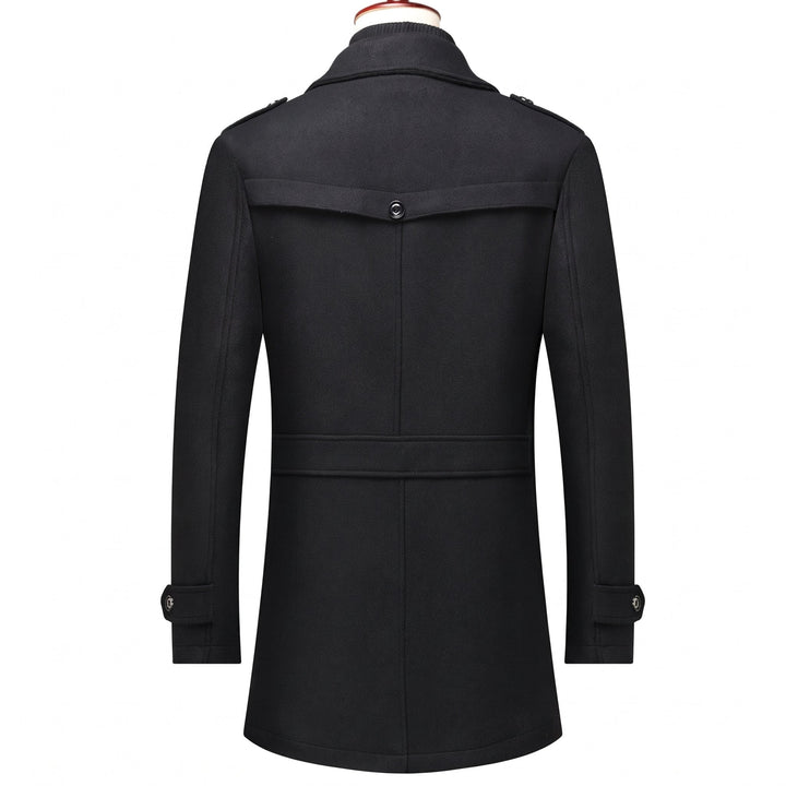 Trench mi long hiver homme, militaire droit slim fit col montant