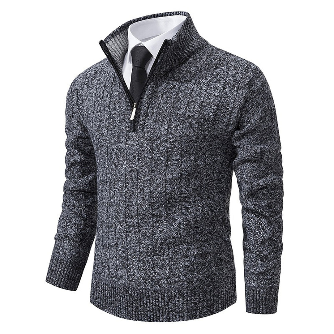 Pull camionneur homme, maille torsadée à col montant zippé