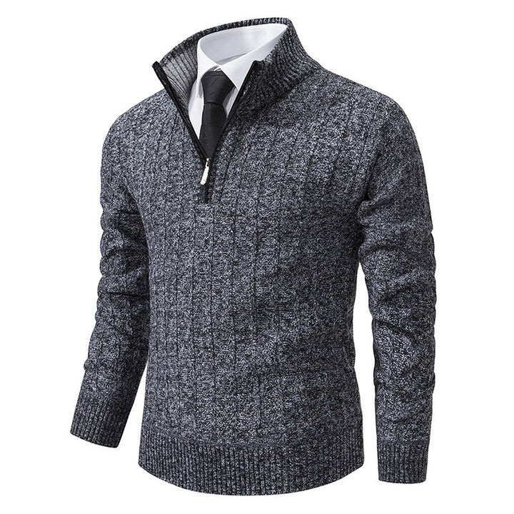 Pull camionneur homme, maille torsadée à col montant zippé