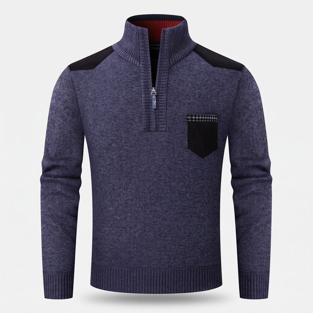 Pull camionneur homme, col montant en maille côtelée