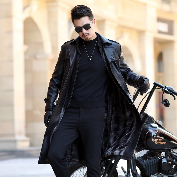 Trench long hiver homme, cintré droit classe slim fit masculin