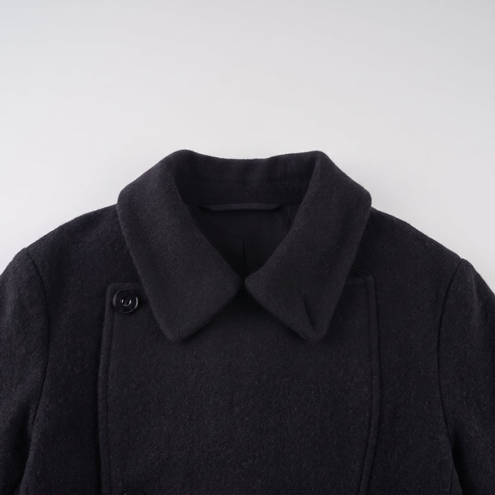 Caban noir court hiver femme, oversize ceinturé manches larges