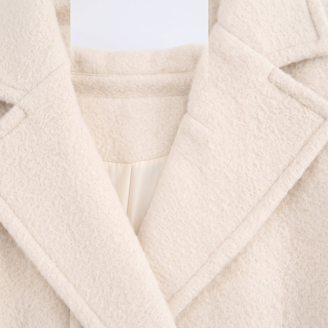Caban court hiver femme, oversize croisé droit col tailleur