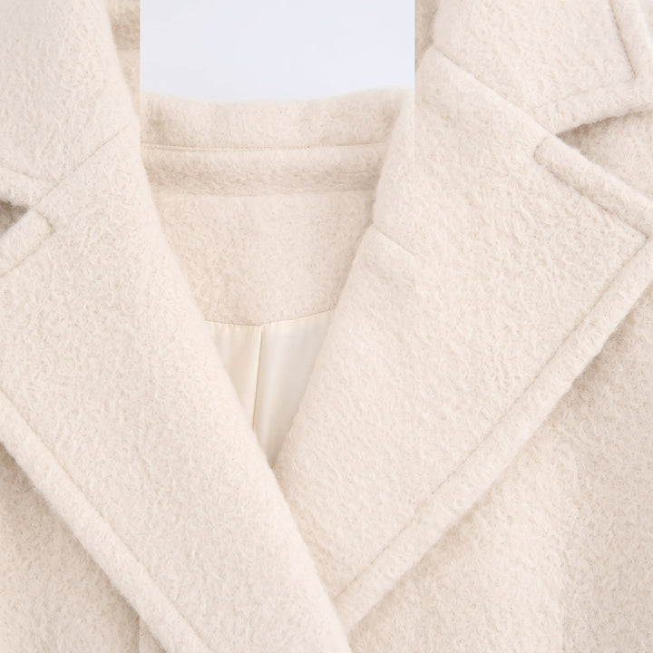 Caban court hiver femme, oversize croisé droit col tailleur