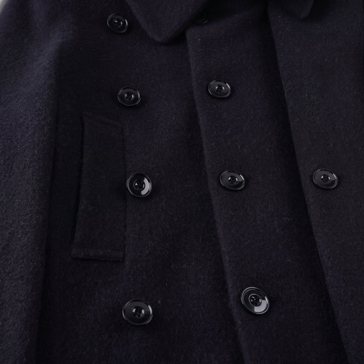 Caban noir court hiver femme, oversize ceinturé manches larges