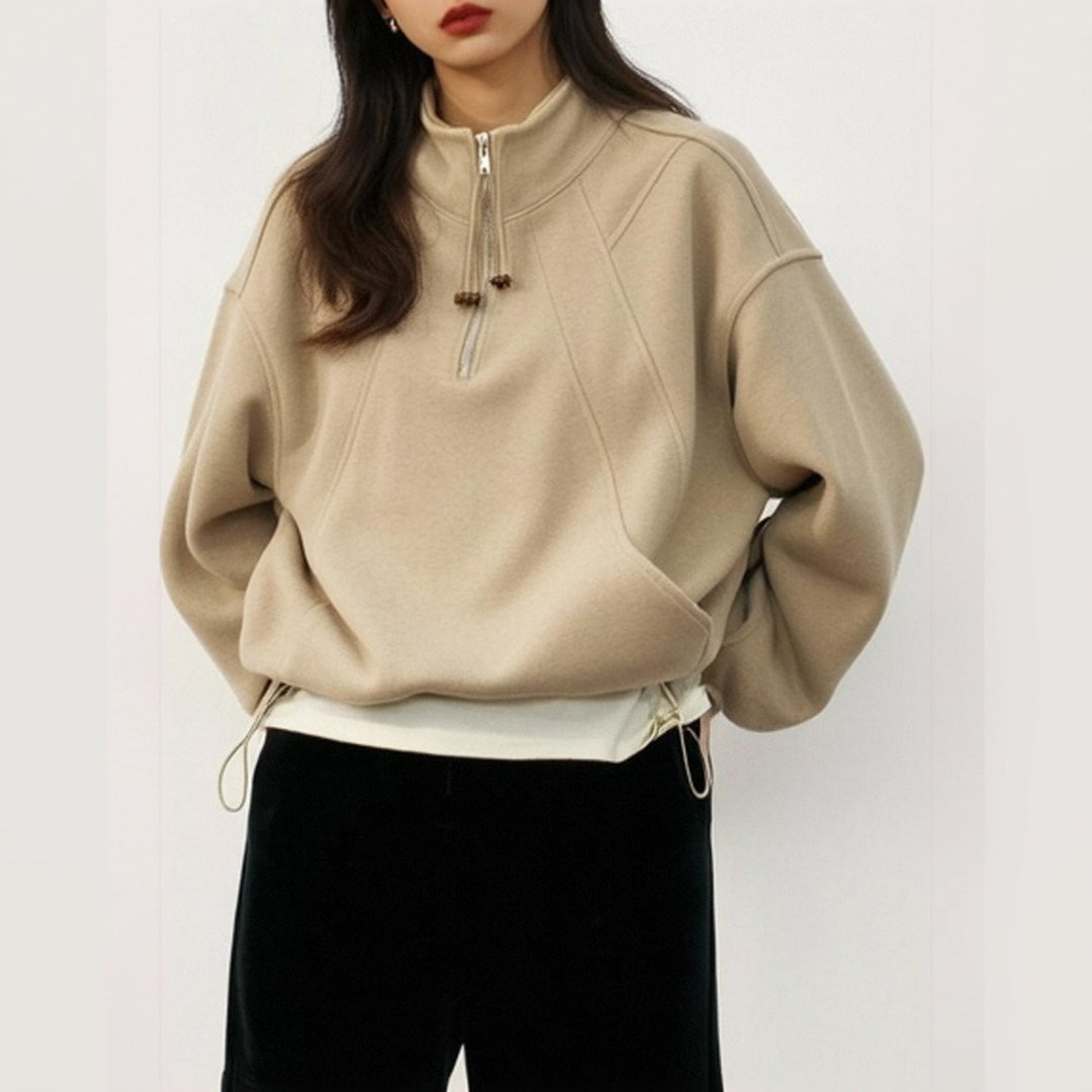 Pull camionneur femme, col montant et bas coulissant