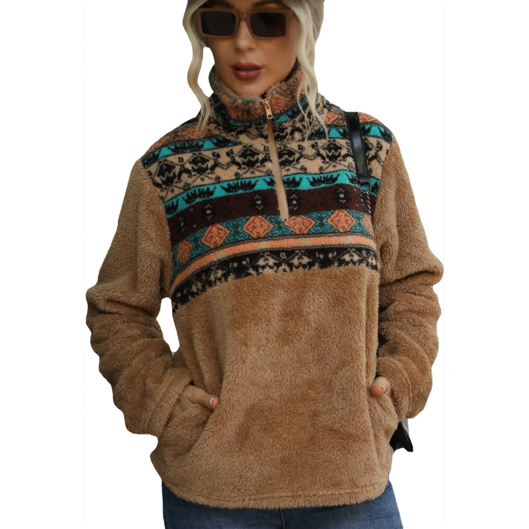 Pull camionneur femme, maille duveteuse oversize à poches