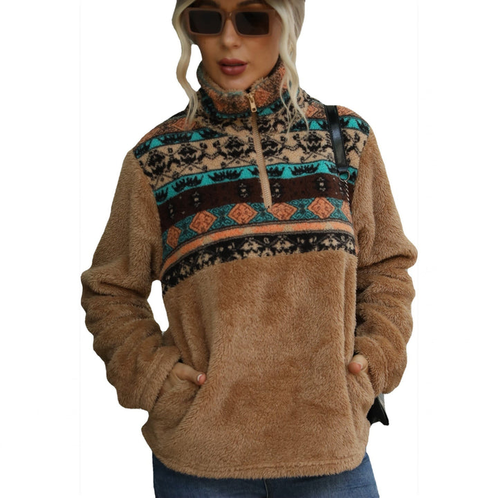 Pull camionneur femme, maille duveteuse oversize à poches