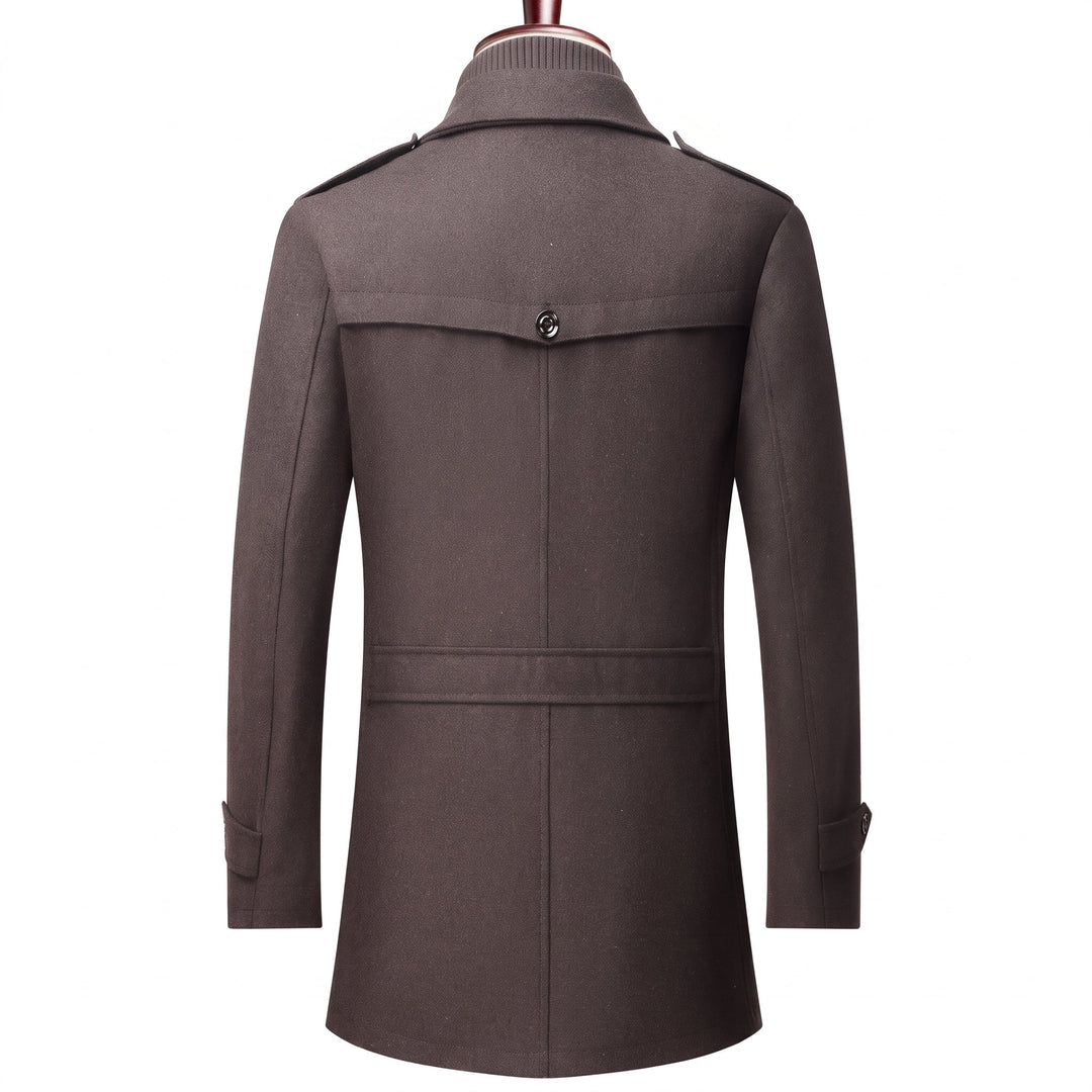 Trench mi long hiver homme, militaire droit slim fit col montant