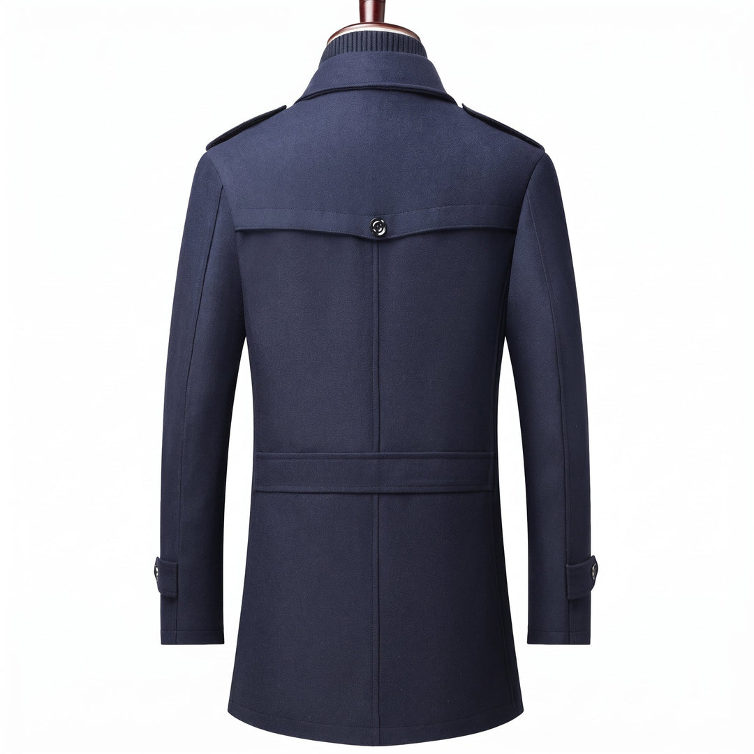 Trench mi long hiver homme, militaire droit slim fit col montant