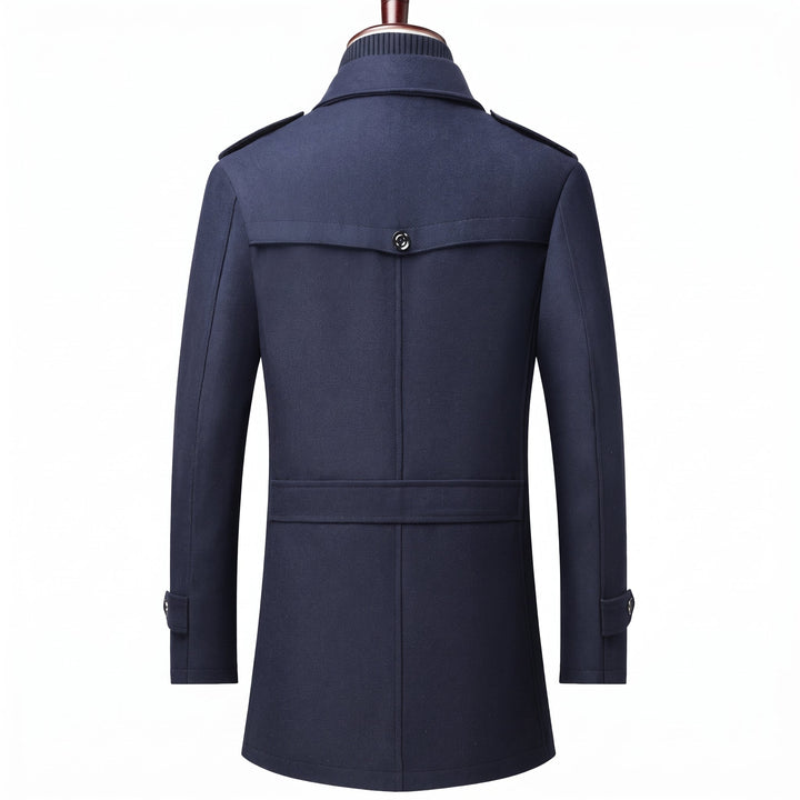 Trench mi long hiver homme, militaire droit slim fit col montant