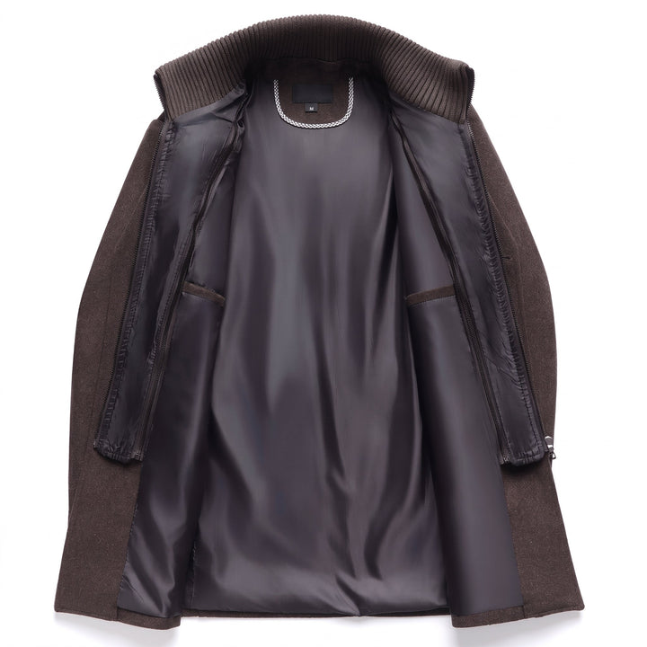 Trench mi long hiver homme, militaire droit slim fit col montant