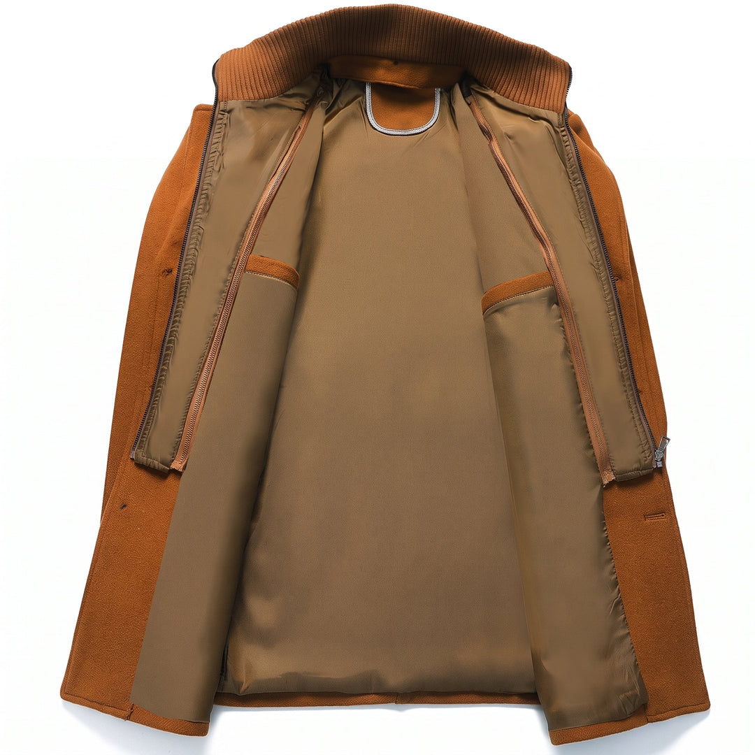 Trench mi long hiver homme, militaire droit slim fit col montant
