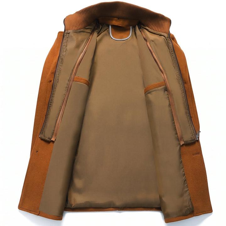 Trench mi long hiver homme, militaire droit slim fit col montant