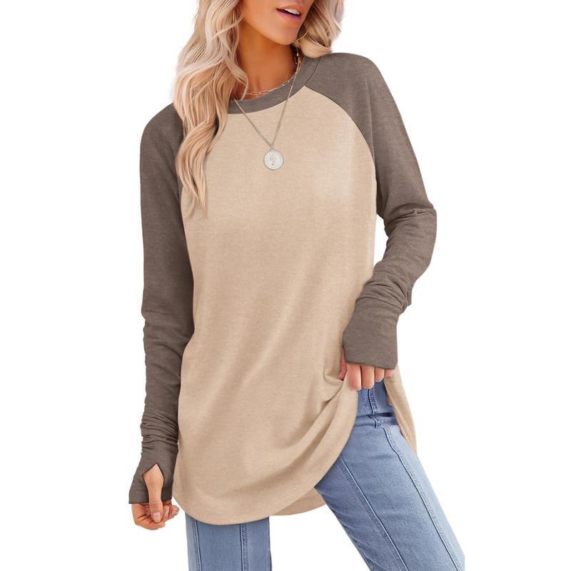MIRA | Women's Long Sleeve Tunic Top with Thumb Hole and Curved Hem