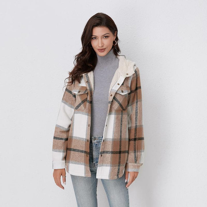 AMELIA | Women’s Plaid Hooded Flannel Jacket for Autumn & Winter