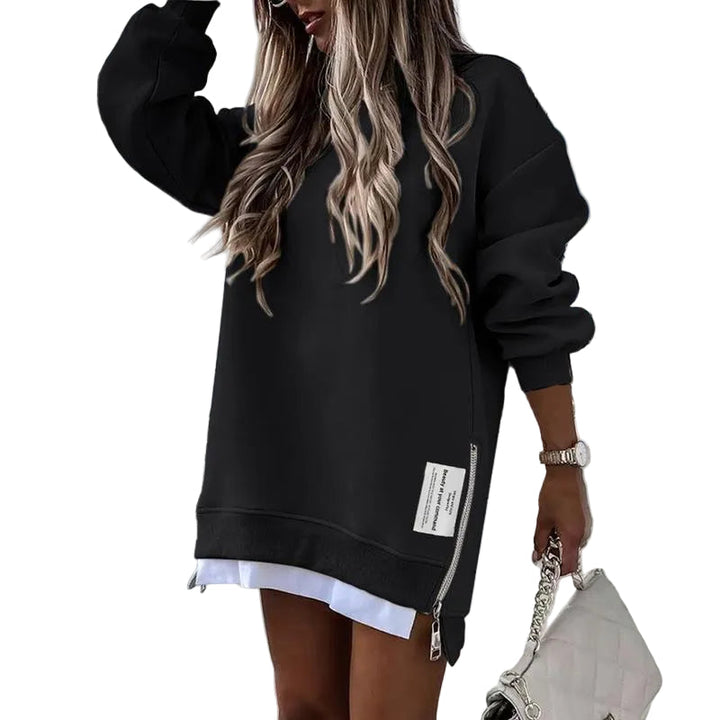 MELISA | Casual Drop Shoulder Zipper Slit Sweatshirt Dress