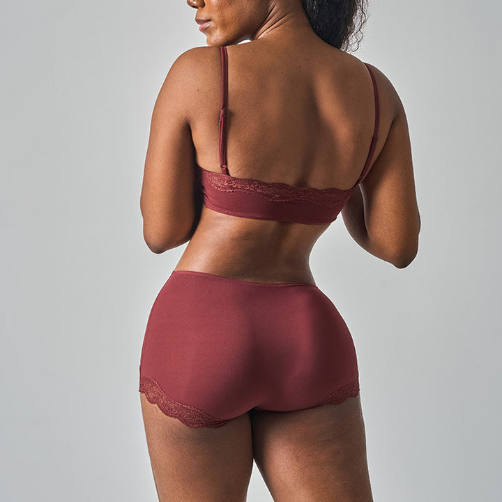 Ensemble lingerie dentelle femme, brassière shorty décolleté arrondi