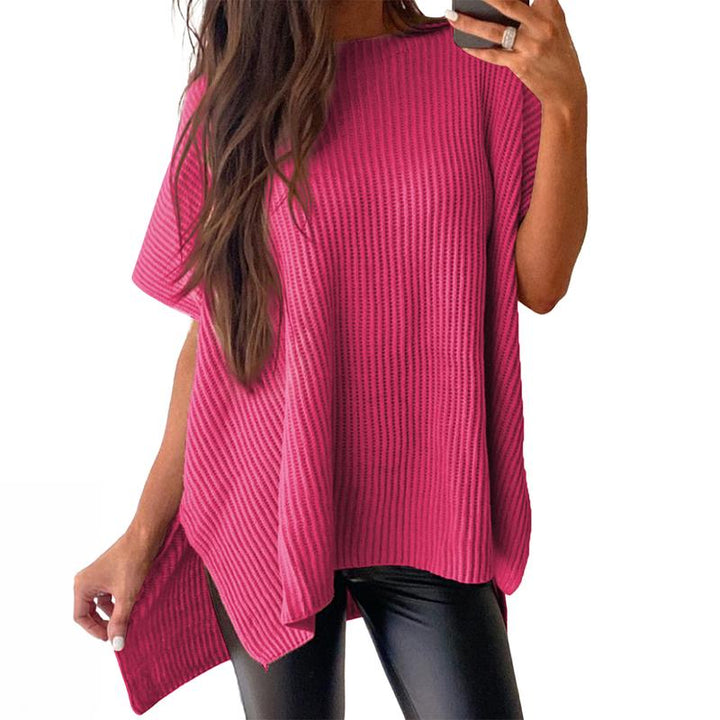 JANINE | Women Quarter Zip Rib Knit Pullover Sweater
