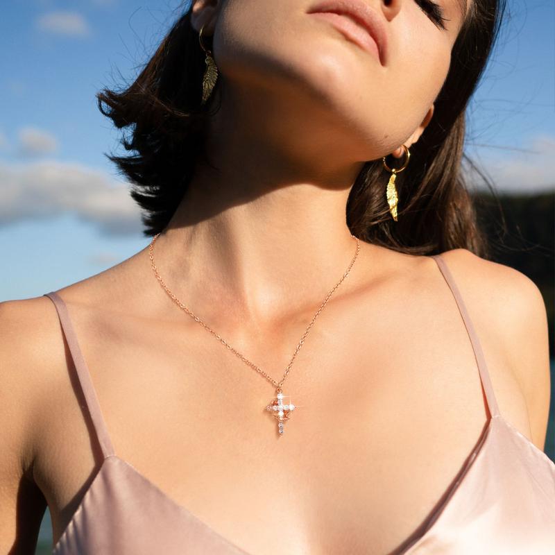 CLARISSE | Classic Cross & Crown Necklace