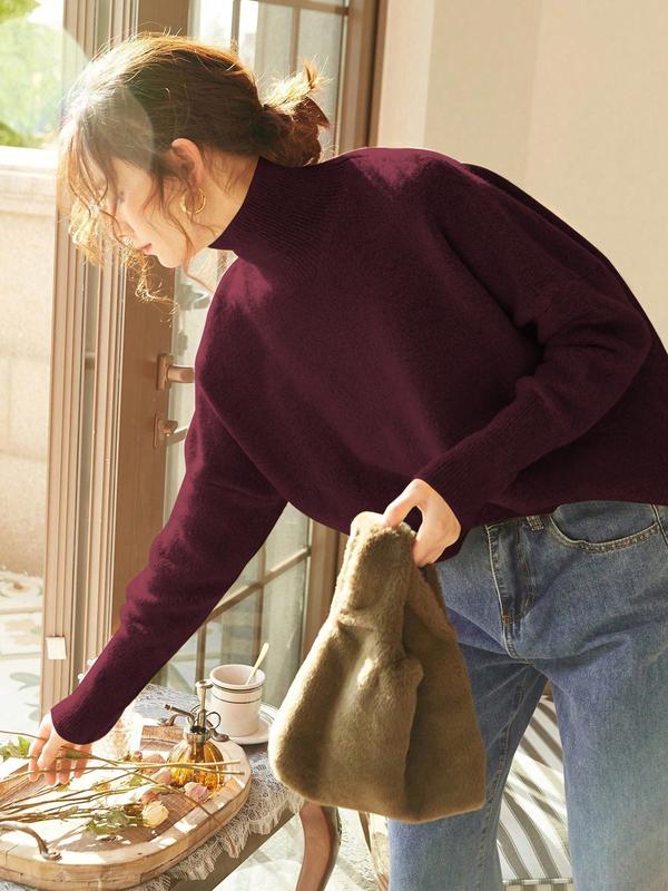 CAMILLE | Women High Neck Loose Knit Pullover Sweater