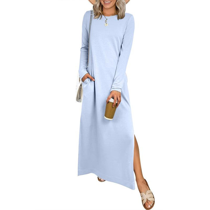SANDRA | Casual Long Sleeve Crewneck Loose Fit Maxi Dress
