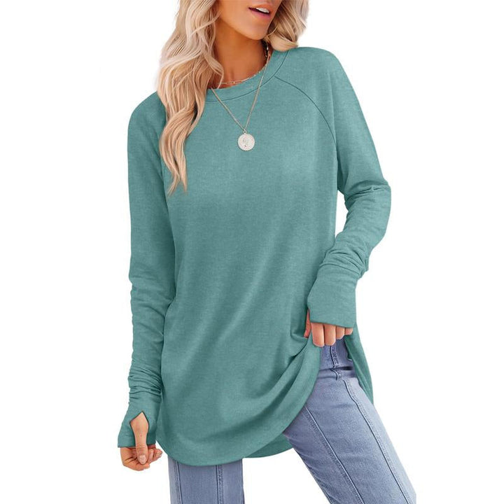 MIRA | Women's Long Sleeve Tunic Top with Thumb Hole and Curved Hem