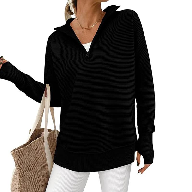 ENNA | Women Quarter Zip Rib Knit Pullover Sweater