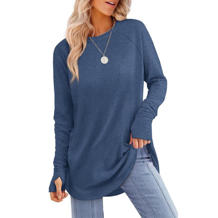 MIRA | Women's Long Sleeve Tunic Top with Thumb Hole and Curved Hem