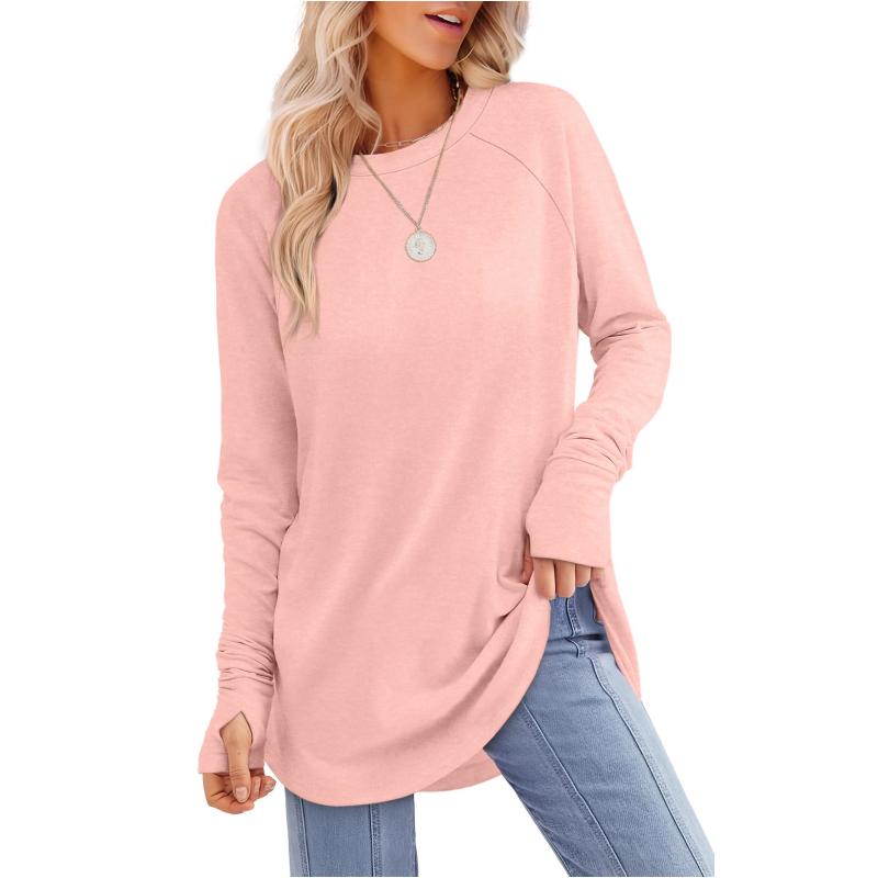 MIRA | Women's Long Sleeve Tunic Top with Thumb Hole and Curved Hem