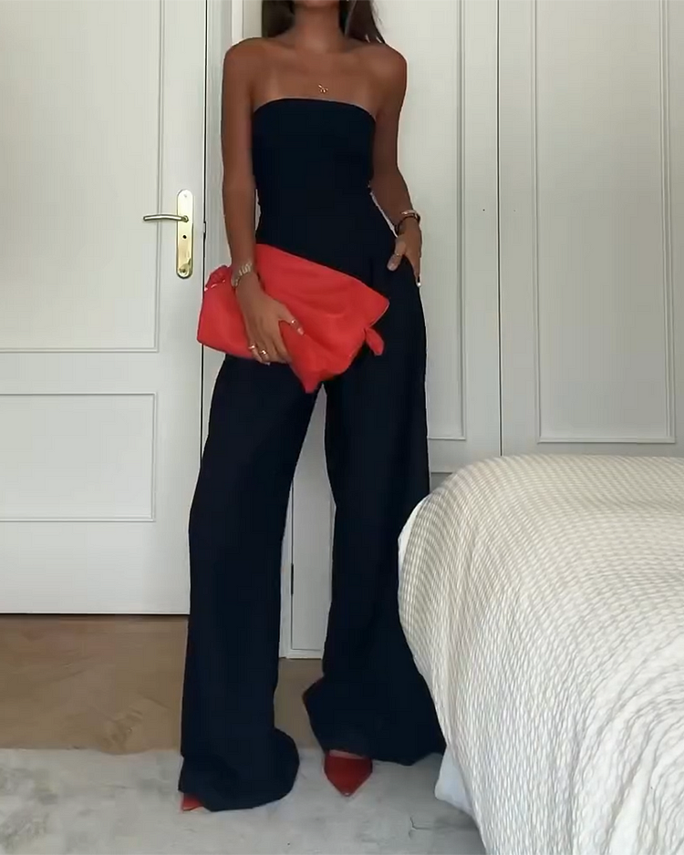 VELORA | Luxe Strapless Jumpsuit