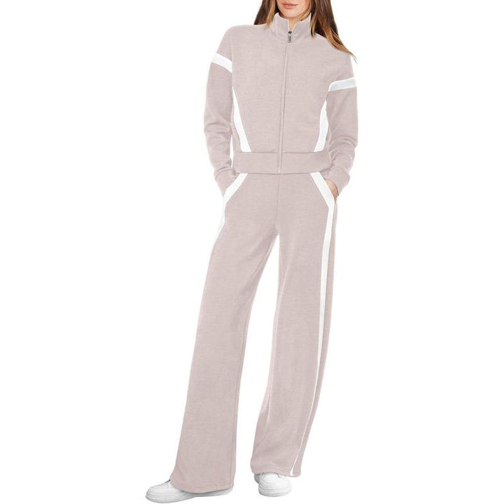 ARIANA | Women’s Sporty Zip Up Sweatsuit & Wide Leg Pants Set