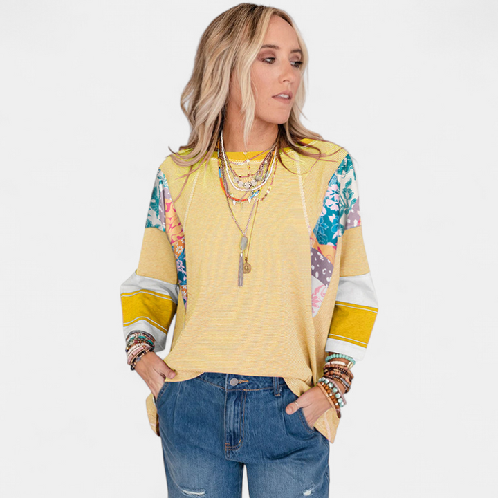 BAILEY | Lightweight Patchwork Batwing Top