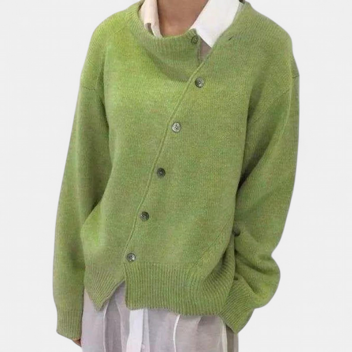 ALYCIA | Asymmetric Button Cardigan