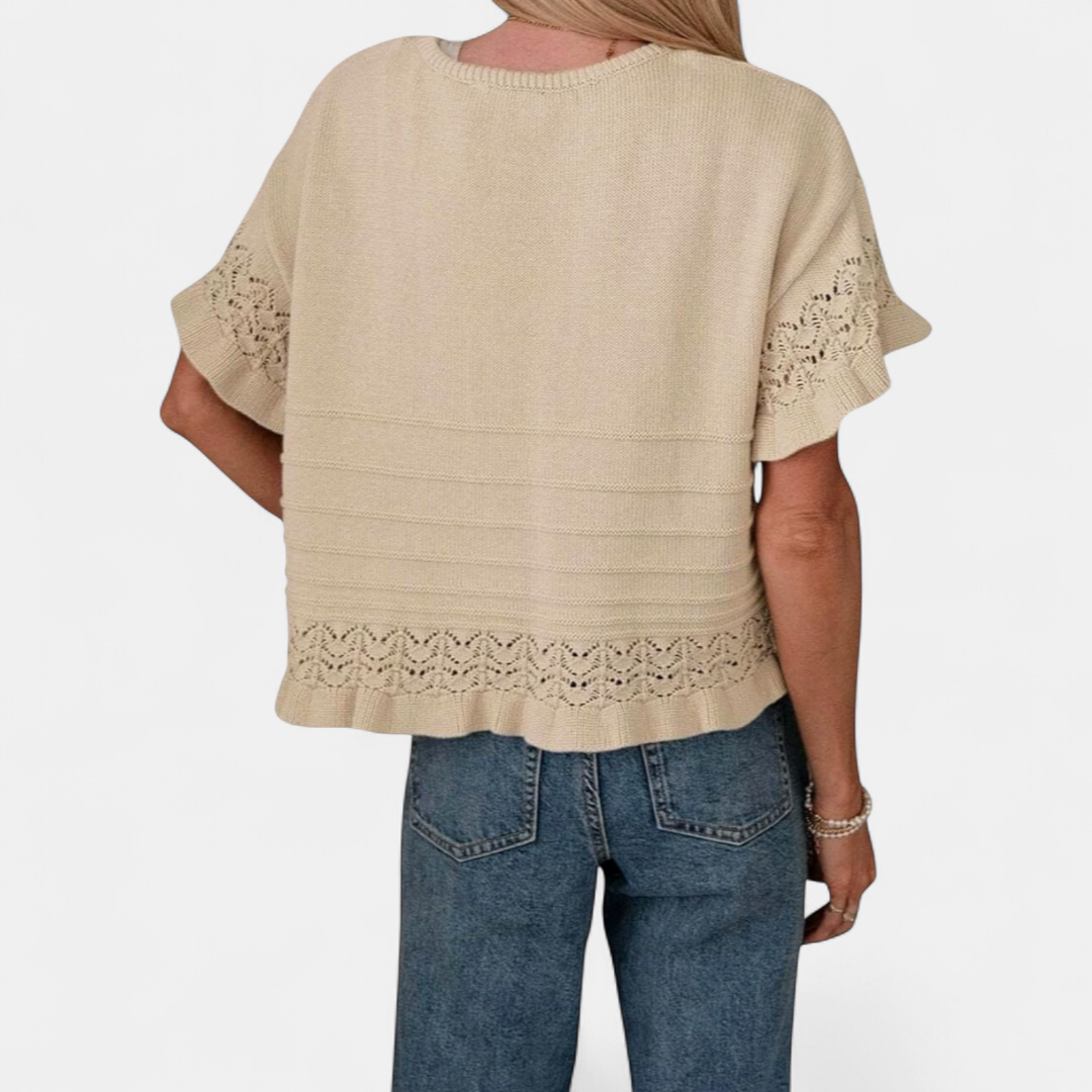 HAZEL | Ruffled Hem Knit Pullover Top
