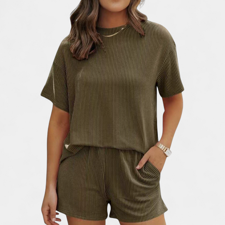 DOTTIE | Striped Ribbed Knit Lounge Set