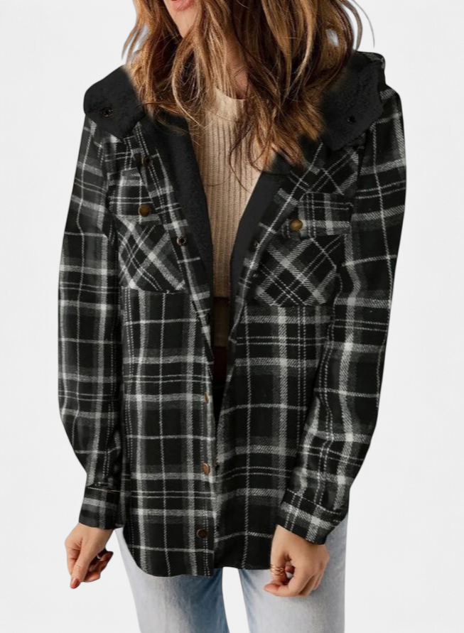 AMELIA | Women’s Plaid Hooded Flannel Jacket for Autumn & Winter