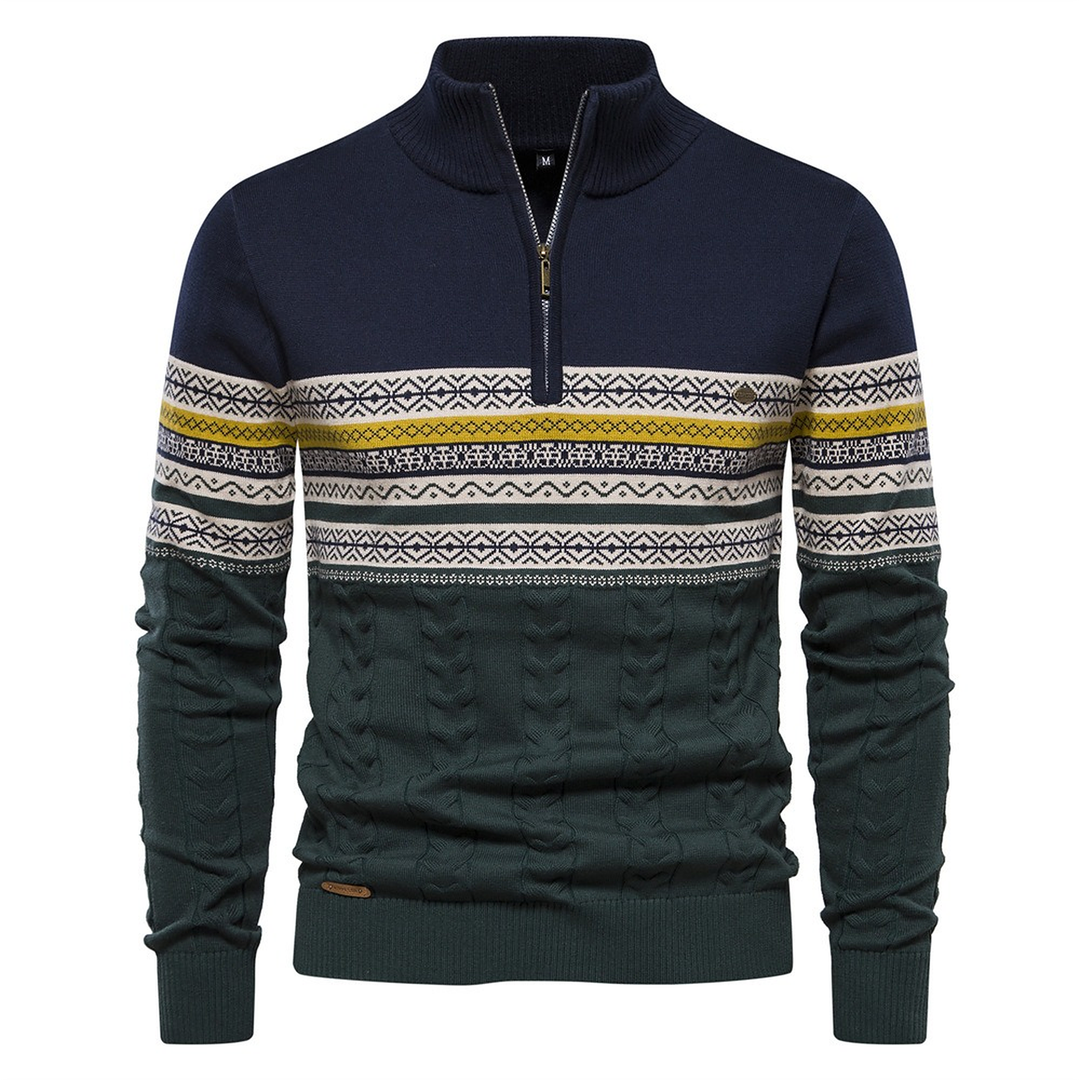 Jacquard bleu marine et vert
