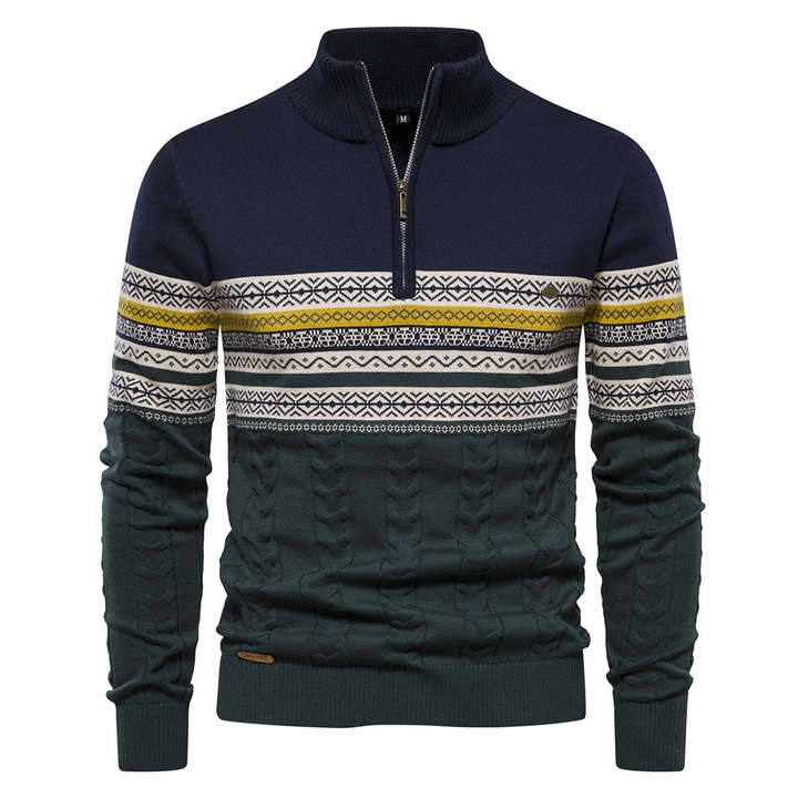 Jacquard bleu marine et vert