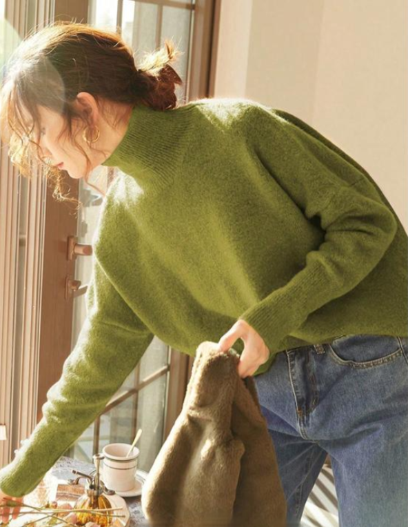 CAMILLE | Women High Neck Loose Knit Pullover Sweater